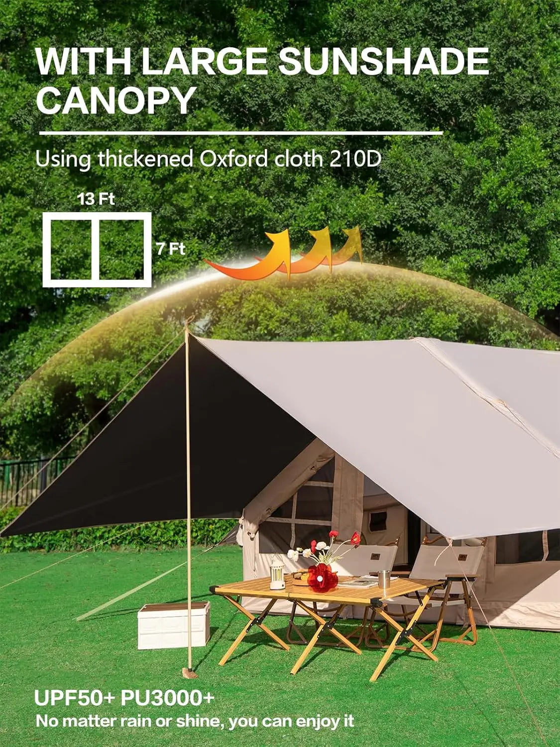 Inflatable camping tent with waterproof canopy, 4-6 people, easy to install outdoor, mosquito net