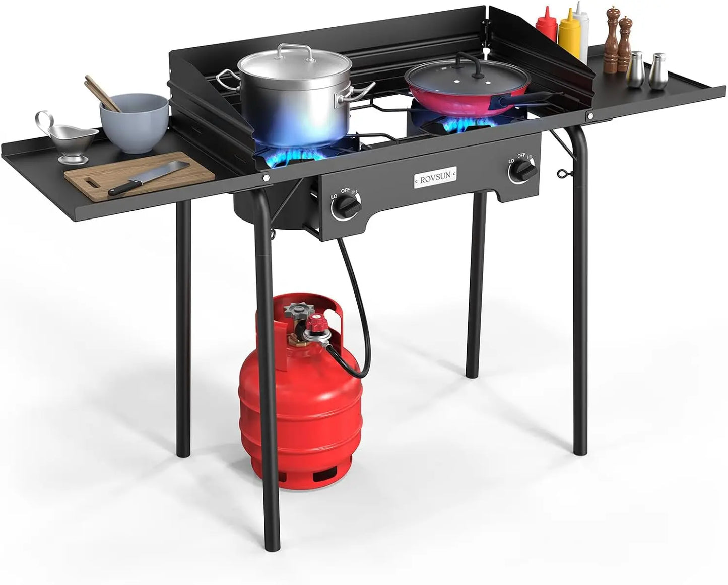 2 Burner Gas Stove, 150,000 BTU Portable Propane Stove