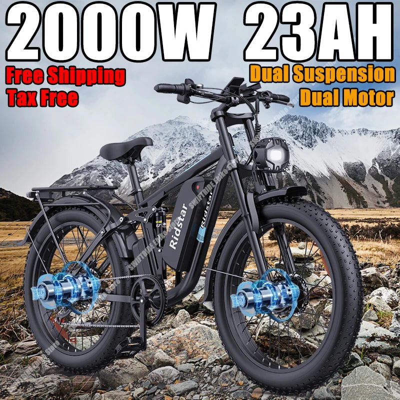 E26 Pro Ebike 2000W Dual Motor 48V 23Ah 26*4.0 Inch Fat Tire