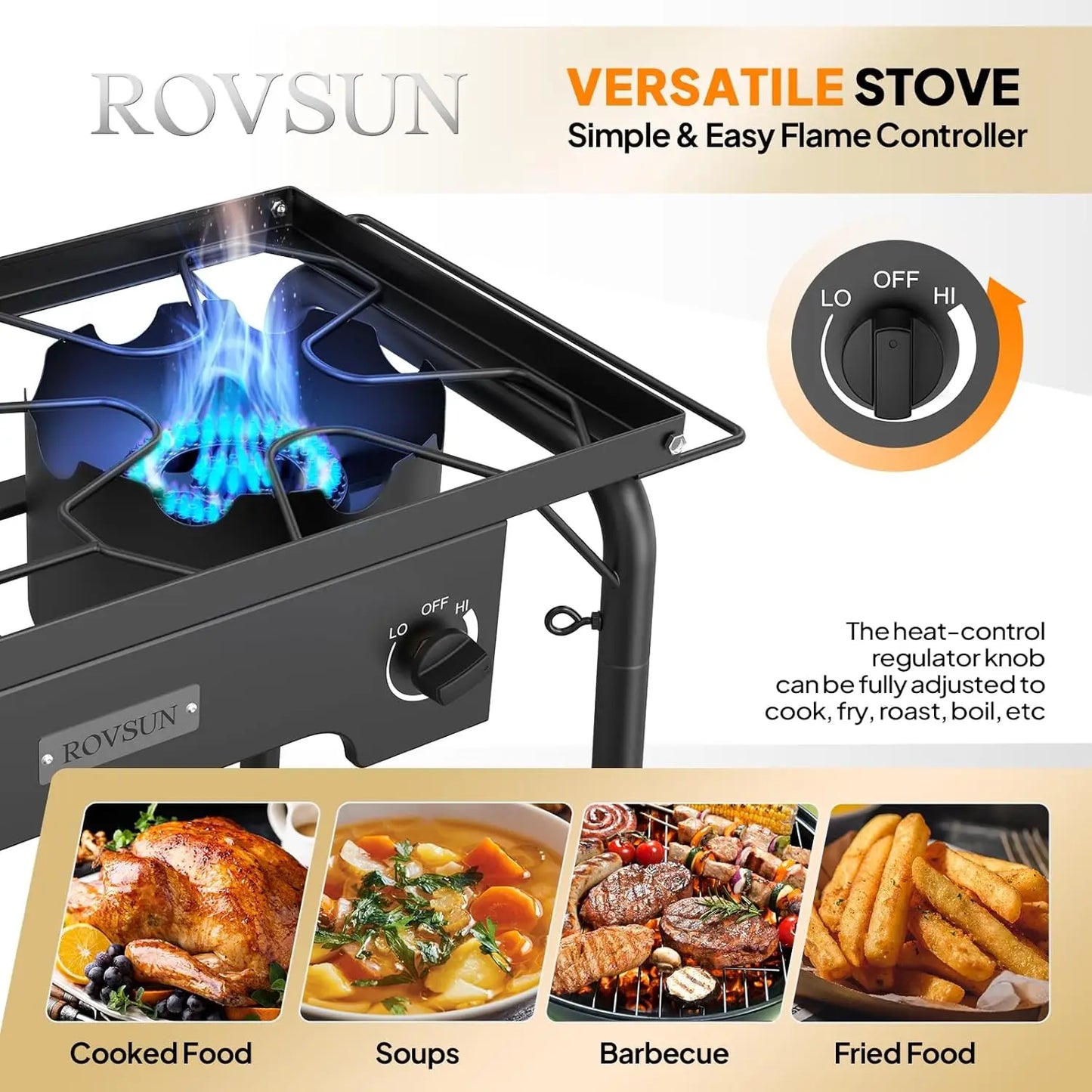 2 Burner Gas Stove, 150,000 BTU Portable Propane Stove