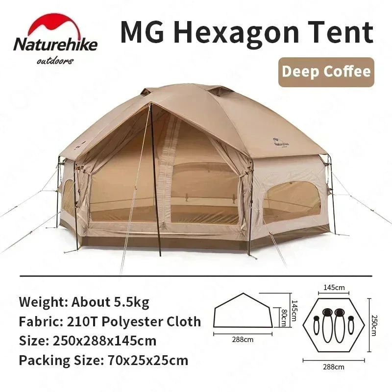 Hexagon Camping Outdoor 4 PersonDome House Prefabricated Waterproof 5.5㎡