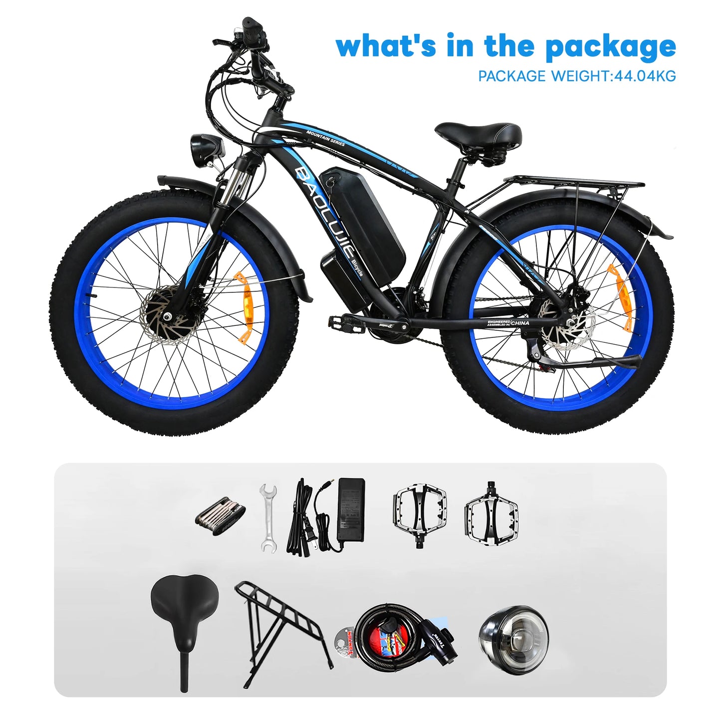 2000W Electric Bike with  26"×4"Fat Tire Ebike for Adults 35MPH 80Miles