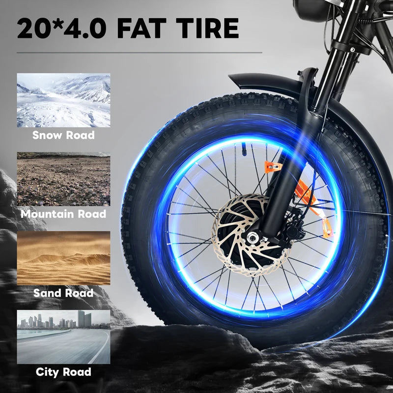 2000W Electric Bike with  26"×4"Fat Tire Ebike for Adults 35MPH 80Miles