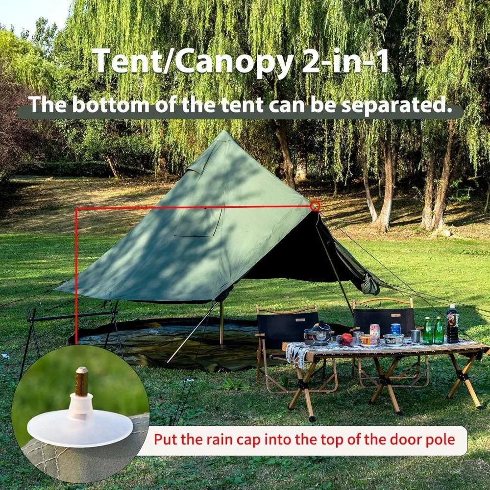 Cotton canvas bell tent with stove jack for family camping