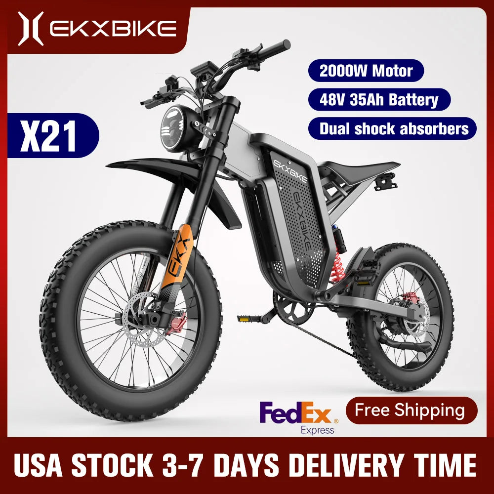 Adults Electric Bike 2000W 48V35AH 55km/h  Electric Motorcycles 20“*4.0 Off Road