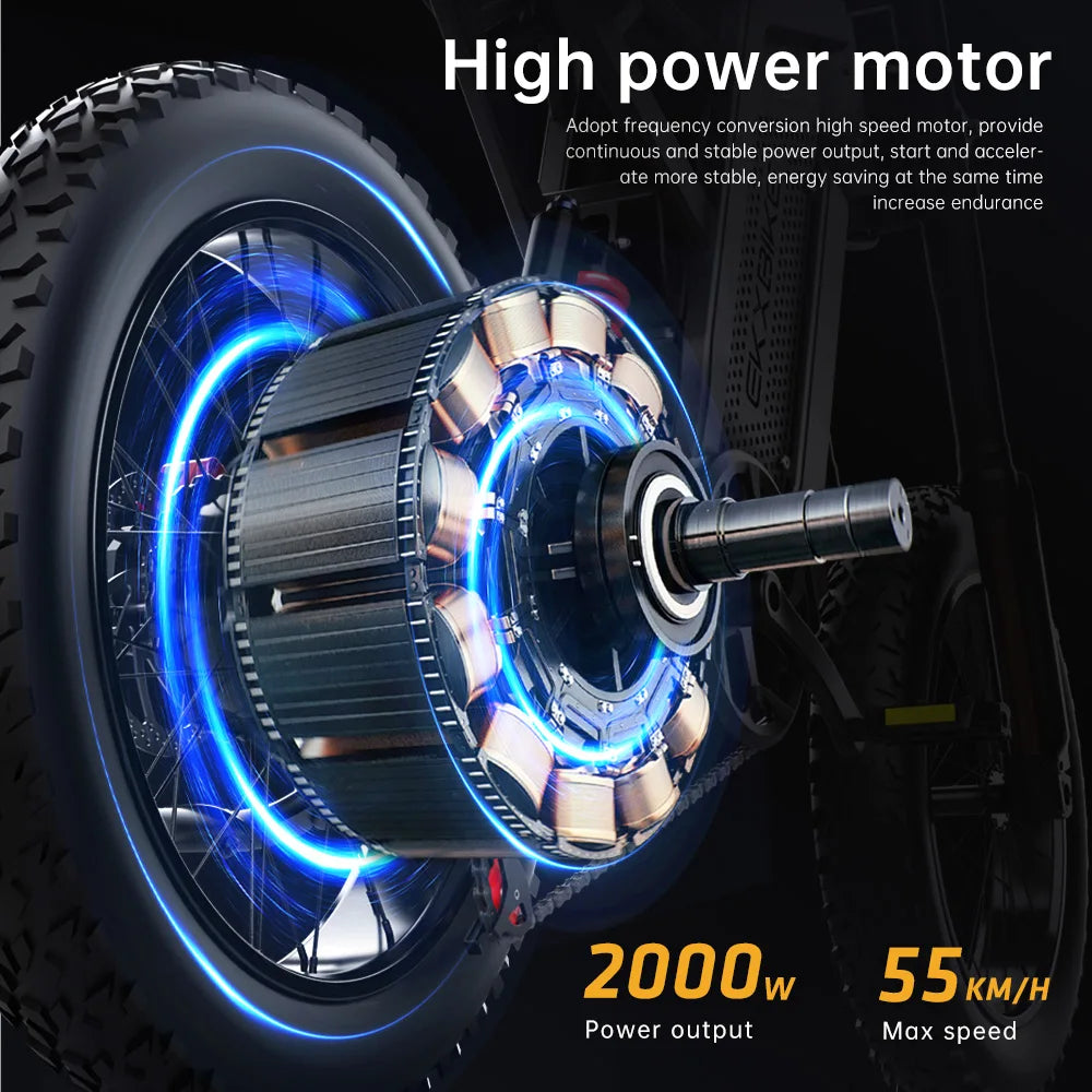 Adults Electric Bike 2000W 48V35AH 55km/h  Electric Motorcycles 20“*4.0 Off Road