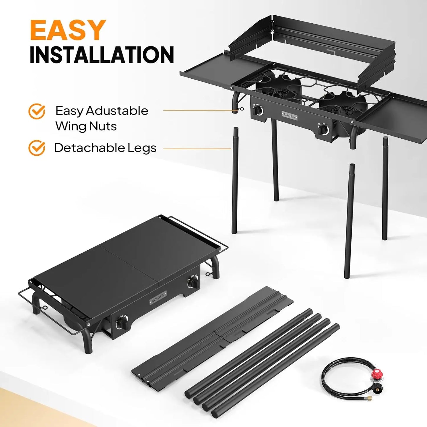 2 Burner Gas Stove, 150,000 BTU Portable Propane Stove