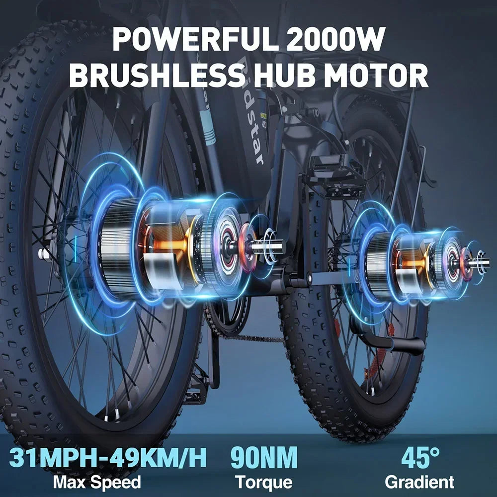 E26 Pro Ebike 2000W Dual Motor 48V 23Ah 26*4.0 Inch Fat Tire