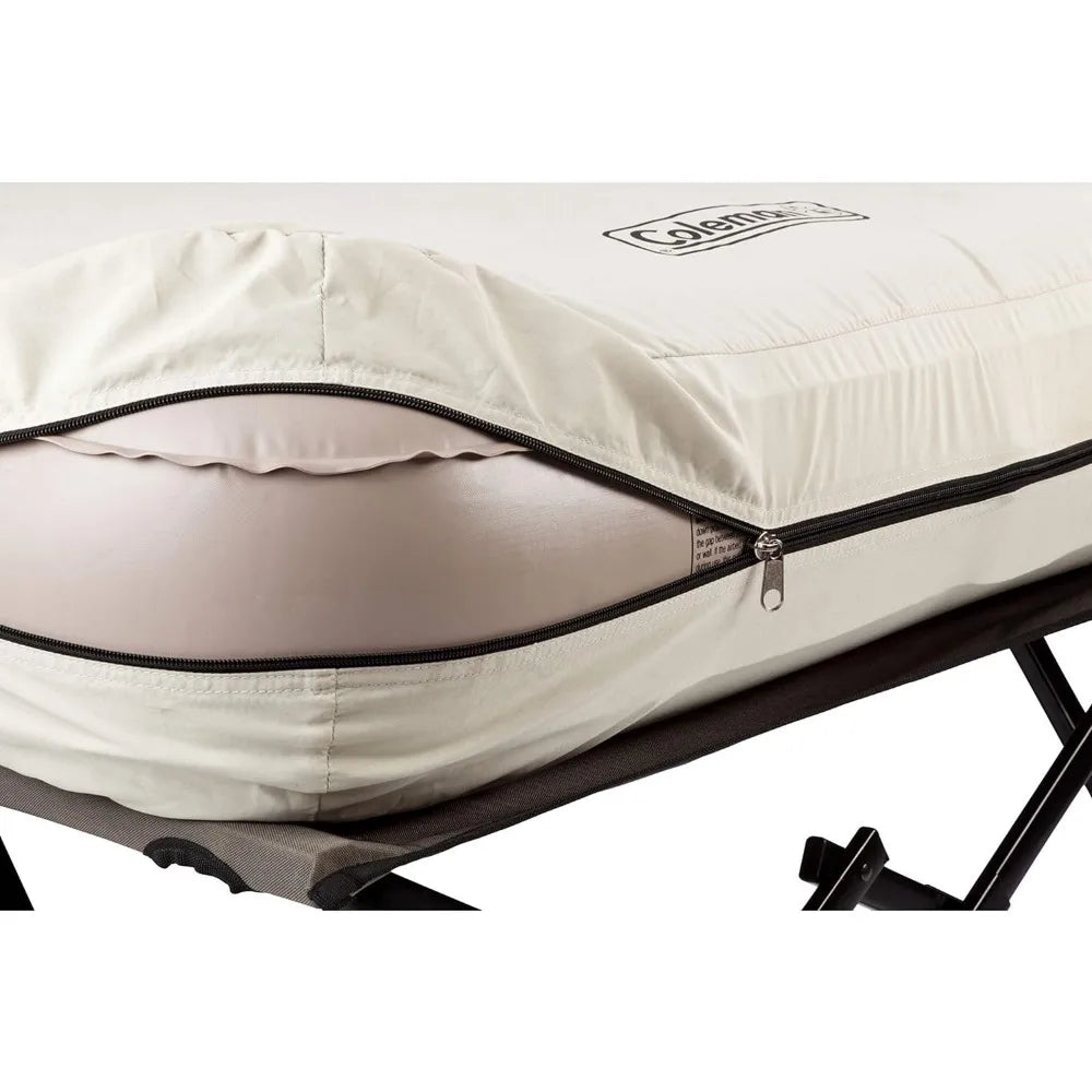 Camping Cot, Air Mattress, & Pump Combo