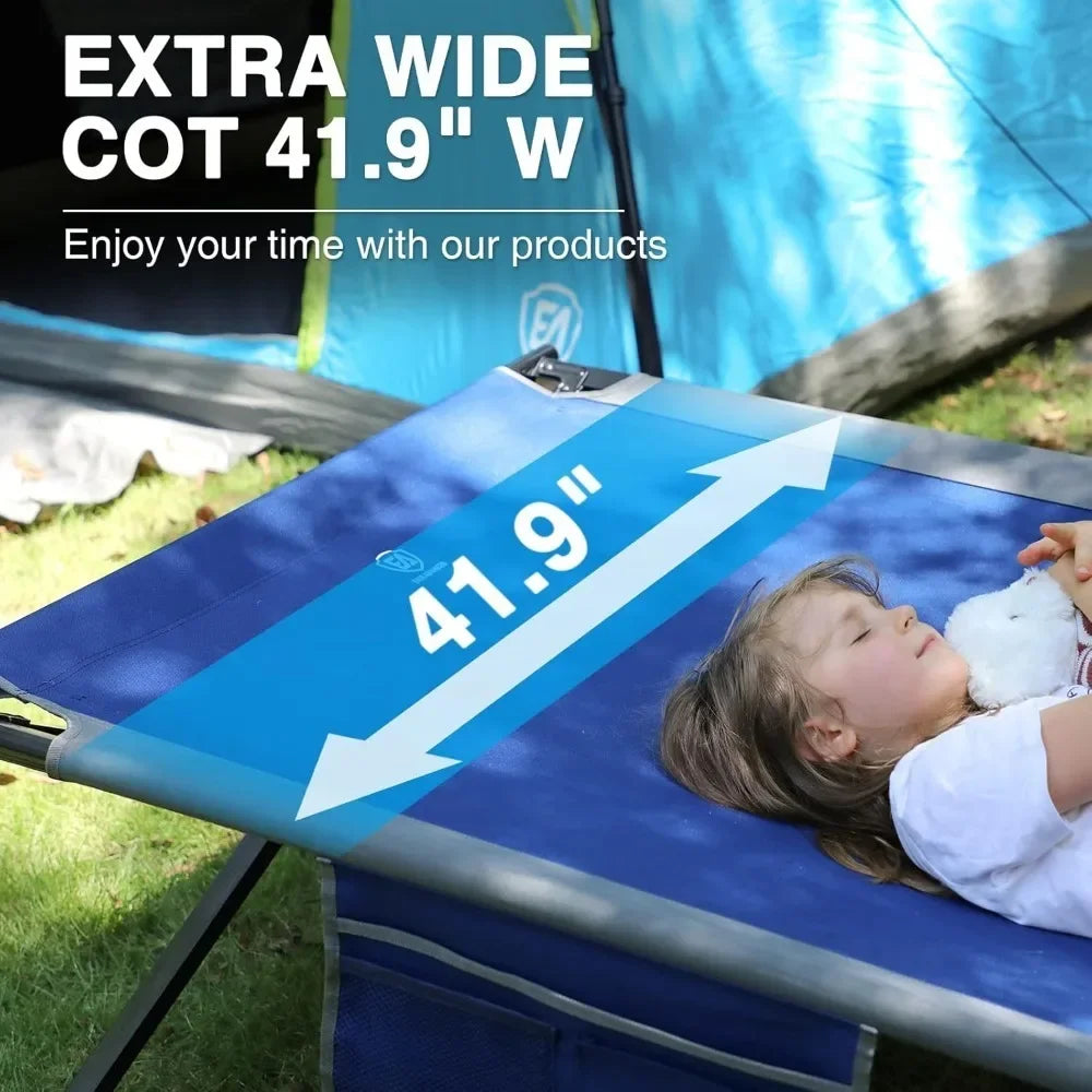 Extra Wide Folding Bed Camp Cot, 84.3" L x 41.9" W bed