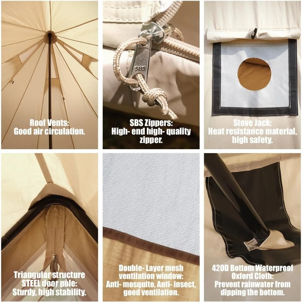 3M/4M/5M Canvas Tents with Stove Jacks Tent