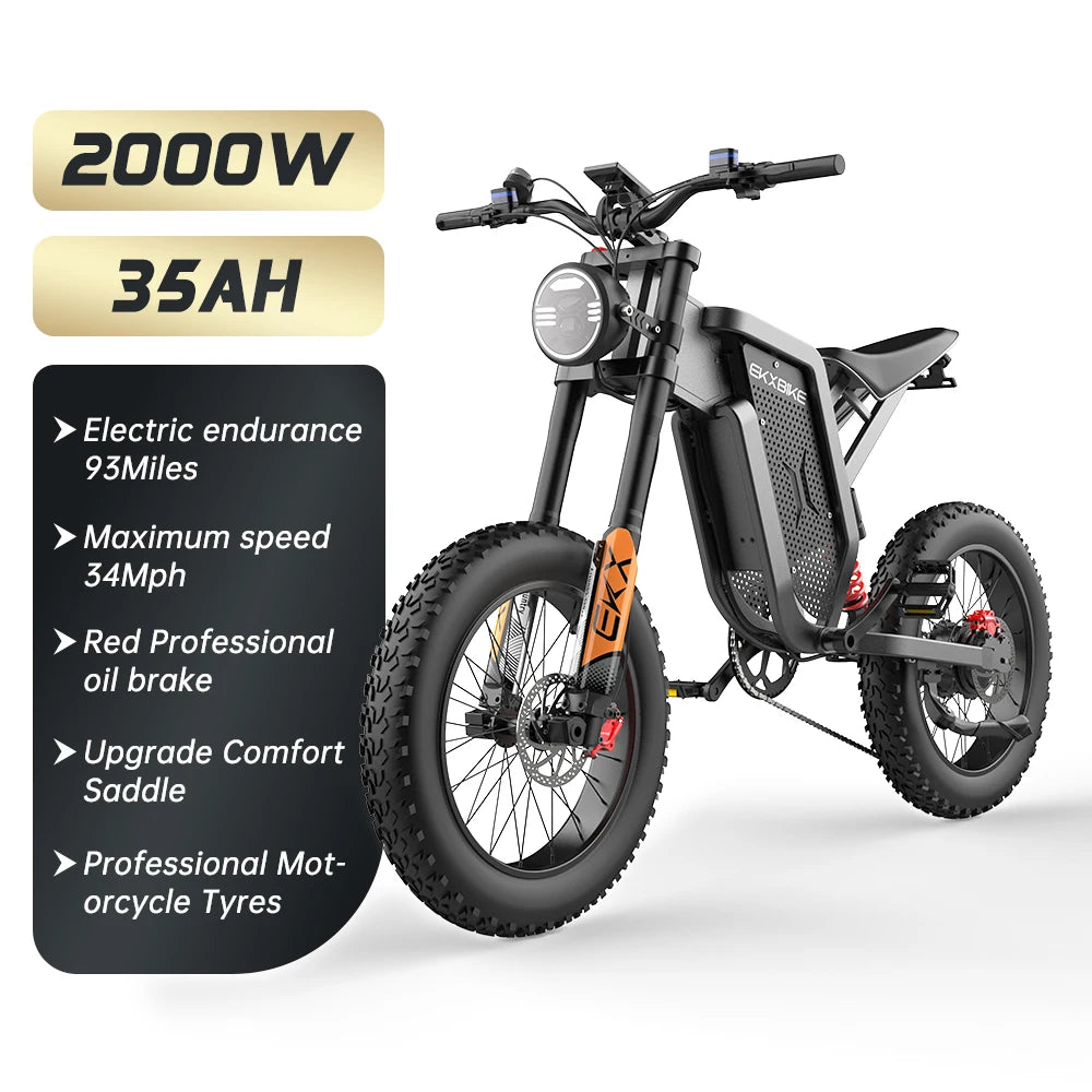 Adults Electric Bike 2000W 48V35AH 55km/h  Electric Motorcycles 20“*4.0 Off Road